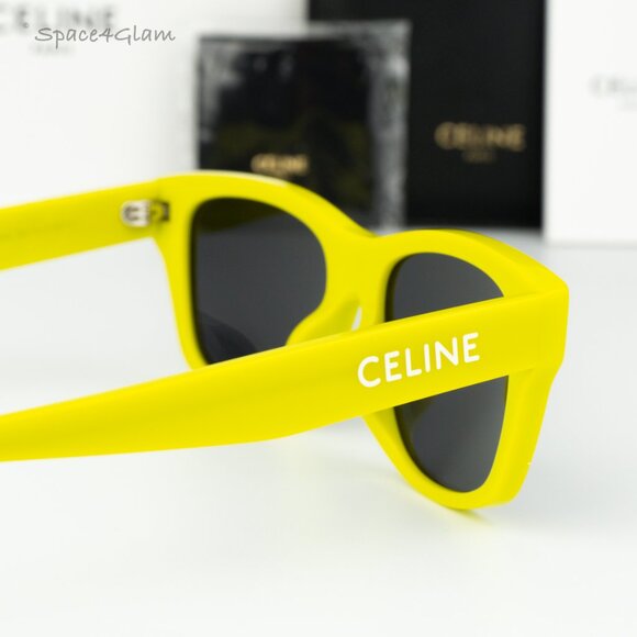 BRAND NEW Celine CL40249U 39A MONOCHROMS Neon Yellow Smoke Geometric Sunglasses - Picture 5 of 11